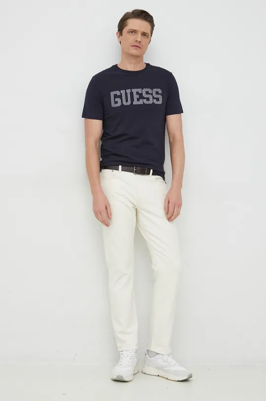 Kratka majica Guess mornarsko modra