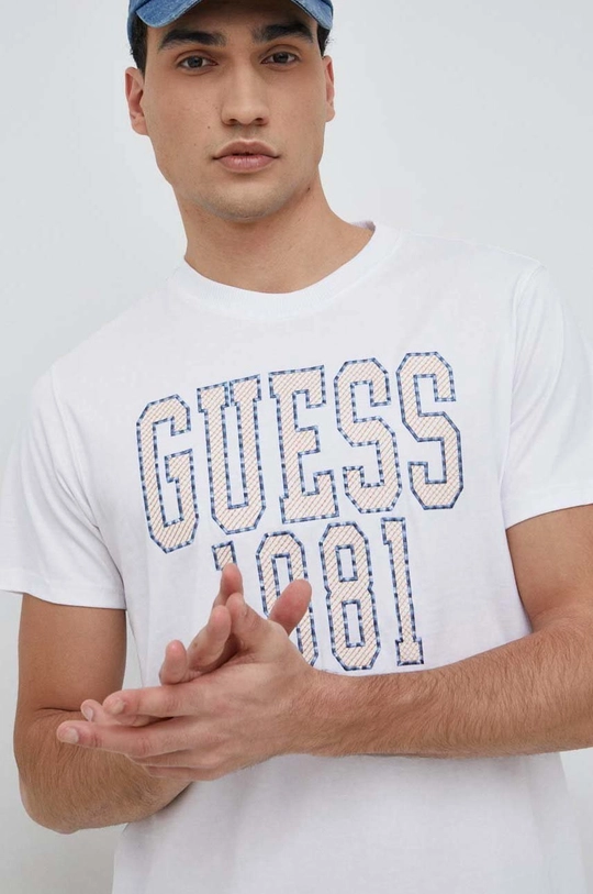 белый Хлопковая футболка Guess