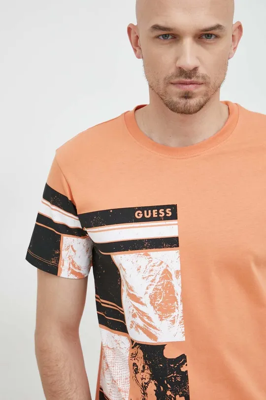 pomarańczowy Guess t-shirt bawełniany