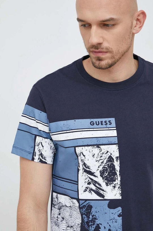 Guess t-shirt bawełniany granatowy