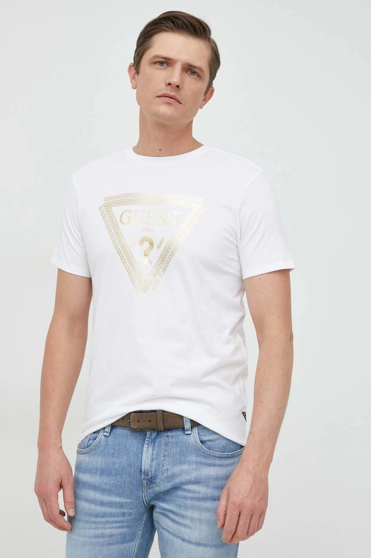 biały Guess t-shirt bawełniany