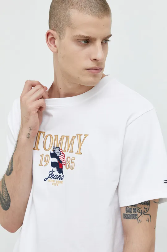 biały Tommy Jeans t-shirt bawełniany