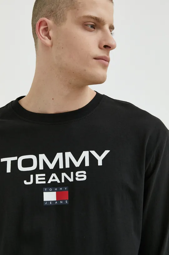 fekete Tommy Jeans pamut hosszúujjú