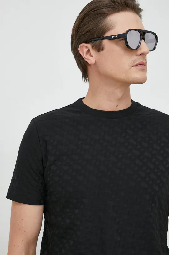 μαύρο Βαμβακερό μπλουζάκι BOSS Ανδρικά