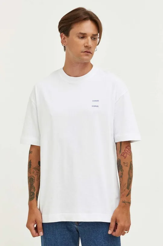 biały Samsoe Samsoe t-shirt bawełniany JOEL Męski
