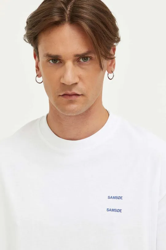 biały Samsoe Samsoe t-shirt bawełniany JOEL