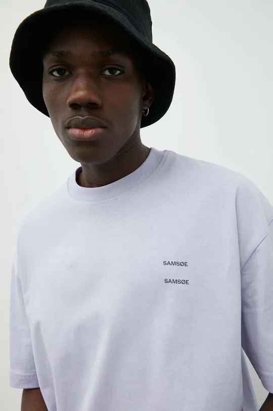 fioletowy Samsoe Samsoe t-shirt bawełniany JOEL