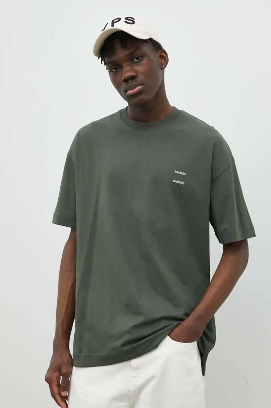 zielony Samsoe Samsoe t-shirt bawełniany JOEL Męski