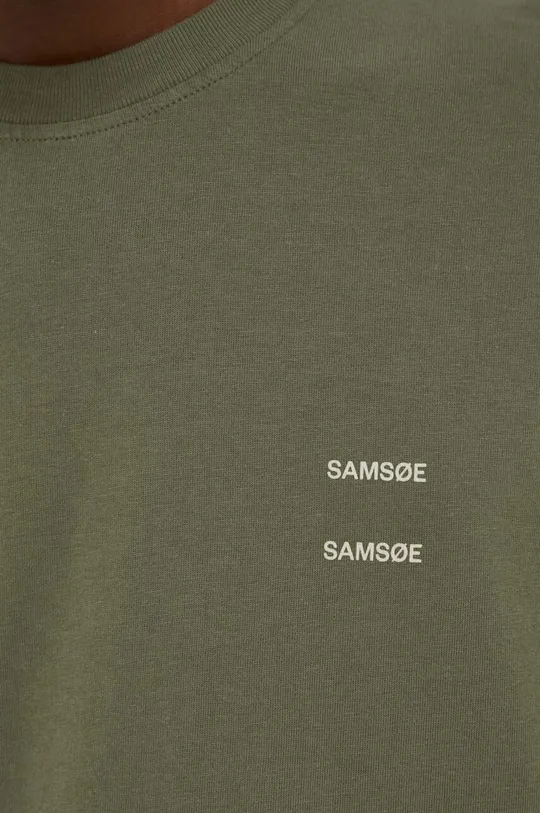 зелений Бавовняна футболка Samsoe Samsoe