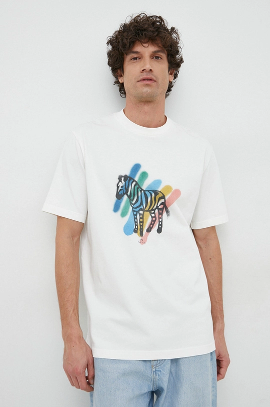 biały PS Paul Smith t-shirt bawełniany Męski