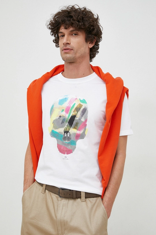 biały PS Paul Smith t-shirt bawełniany Męski