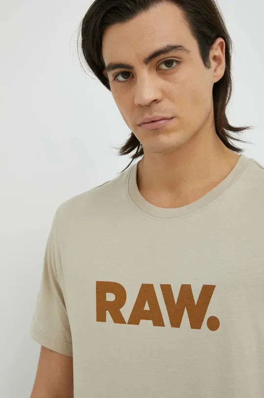 μπεζ Βαμβακερό μπλουζάκι G-Star Raw
