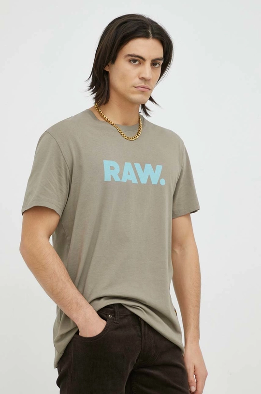 beżowy G-Star Raw t-shirt bawełniany Męski