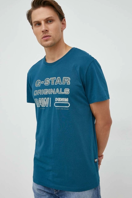 niebieski G-Star Raw t-shirt bawełniany