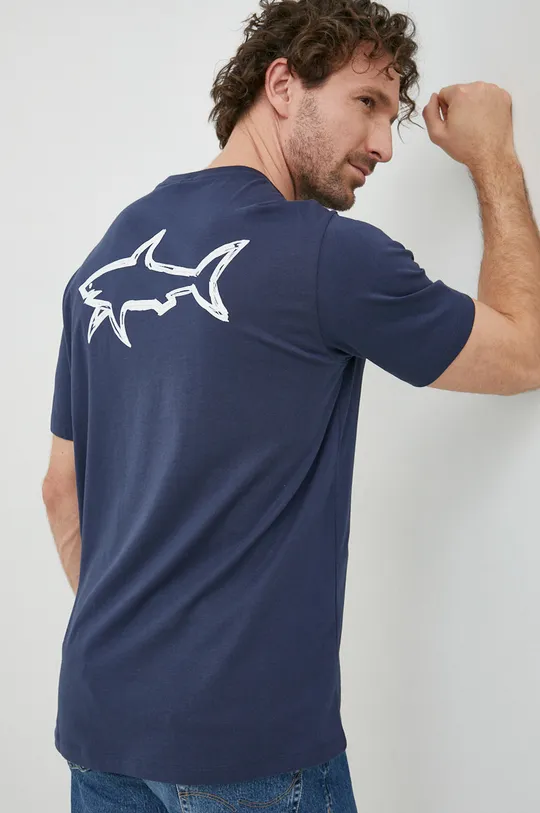 granatowy Paul&Shark t-shirt bawełniany Męski