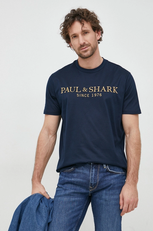 sötétkék Paul&Shark pamut póló