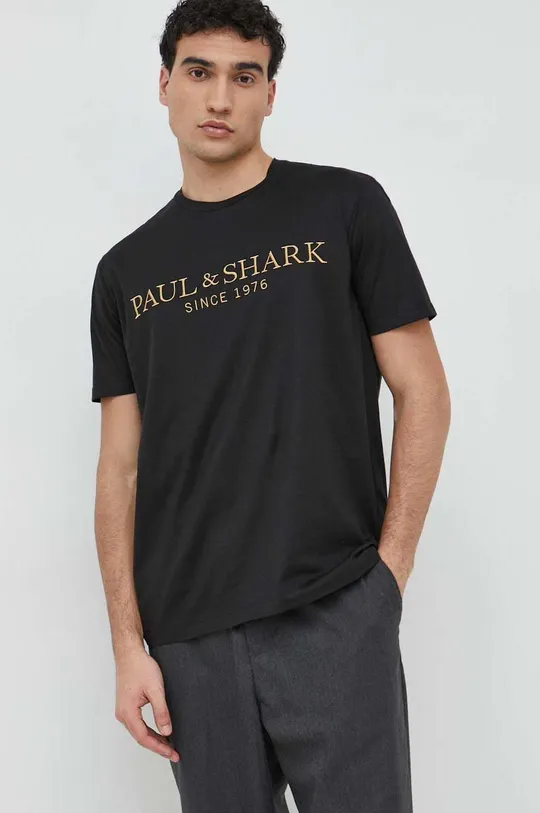 чёрный Хлопковая футболка Paul&Shark Мужской