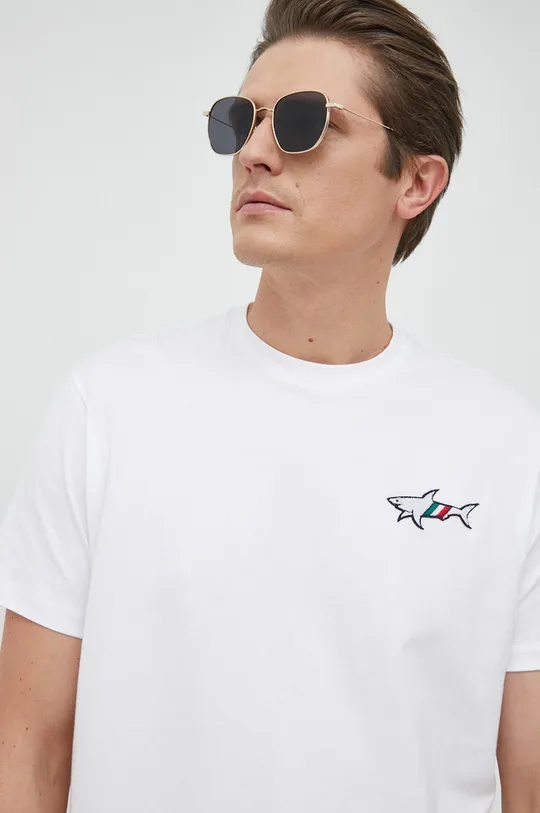 λευκό Βαμβακερό μπλουζάκι Paul&Shark Ανδρικά