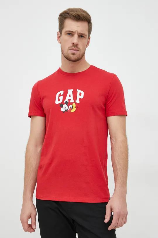 κόκκινο Βαμβακερό μπλουζάκι GAP Mickey Mouse