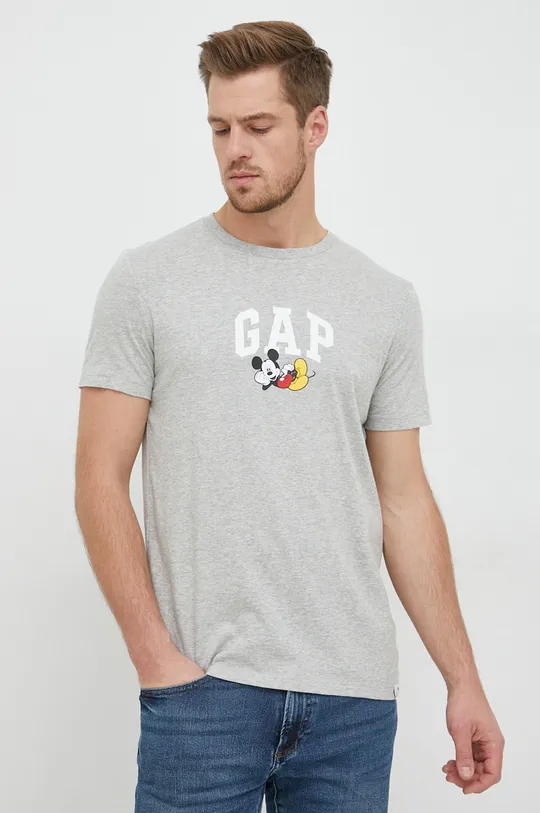 szary GAP t-shirt bawełniany Mickey Mouse Męski