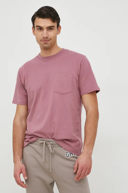 ροζ Βαμβακερό μπλουζάκι GAP Ανδρικά