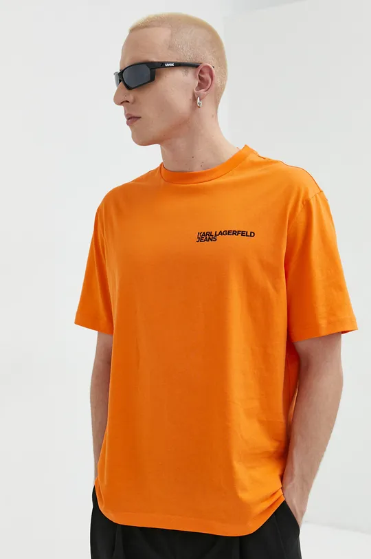 πορτοκαλί Βαμβακερό μπλουζάκι Karl Lagerfeld Jeans Ανδρικά