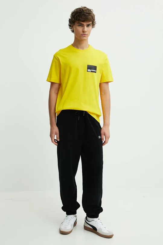Karl Lagerfeld Jeans pamut póló sárga