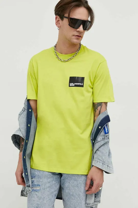 πράσινο Βαμβακερό μπλουζάκι Karl Lagerfeld Jeans Ανδρικά