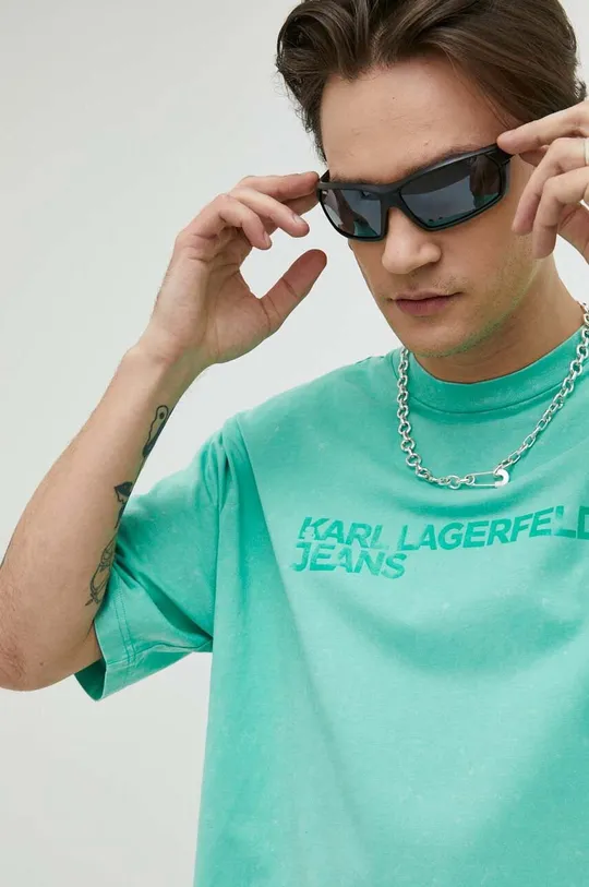 τιρκουάζ Βαμβακερό μπλουζάκι Karl Lagerfeld Jeans