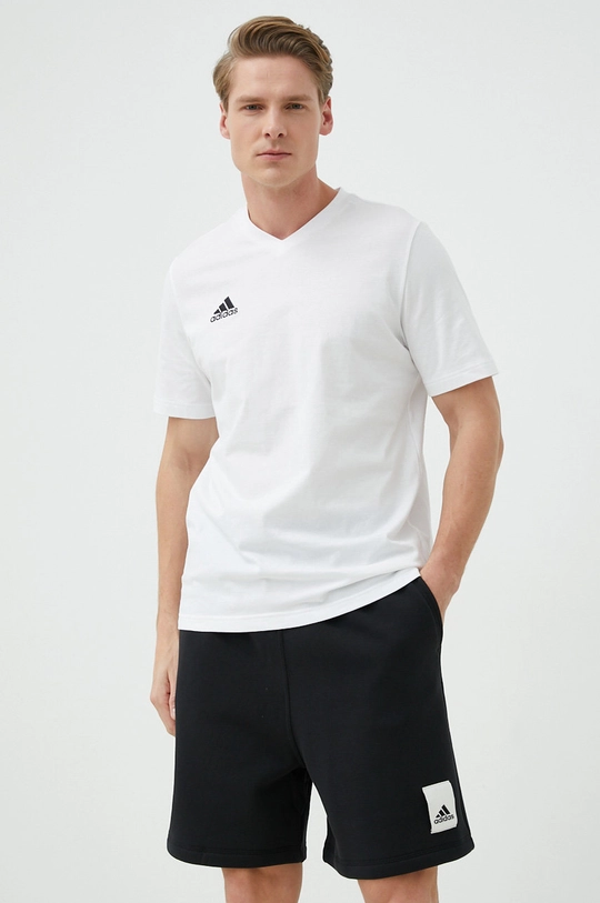 biały adidas Performance t-shirt bawełniany