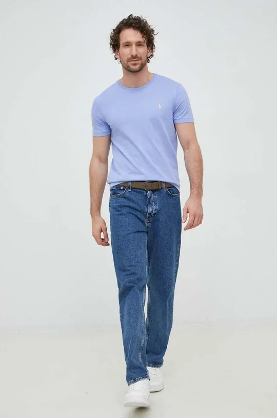 Βαμβακερό μπλουζάκι Polo Ralph Lauren μωβ
