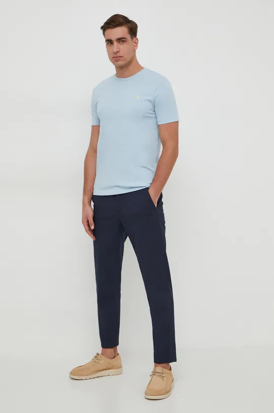 Bombažna kratka majica Polo Ralph Lauren modra