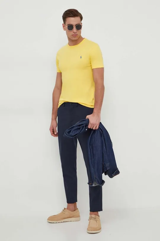 Bombažna kratka majica Polo Ralph Lauren rumena