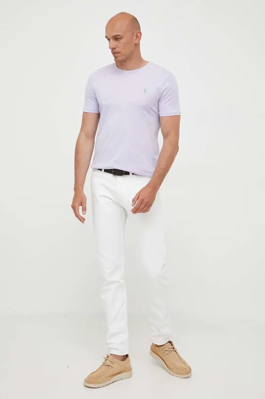 Хлопковая футболка Polo Ralph Lauren фиолетовой