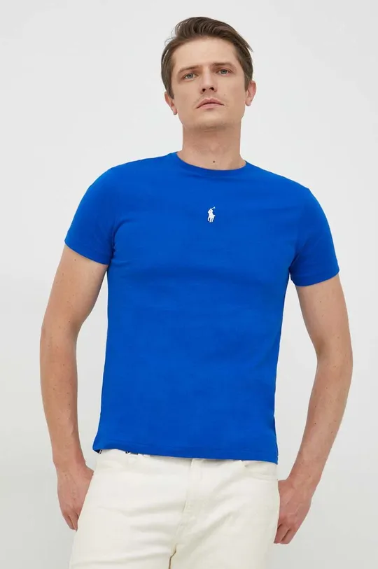 μπλε Βαμβακερό μπλουζάκι Polo Ralph Lauren Ανδρικά