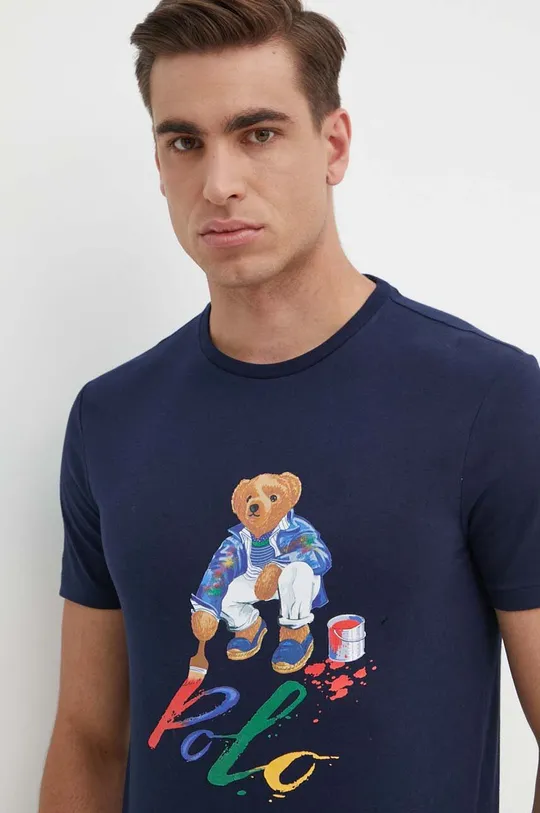 тёмно-синий Хлопковая футболка Polo Ralph Lauren Мужской