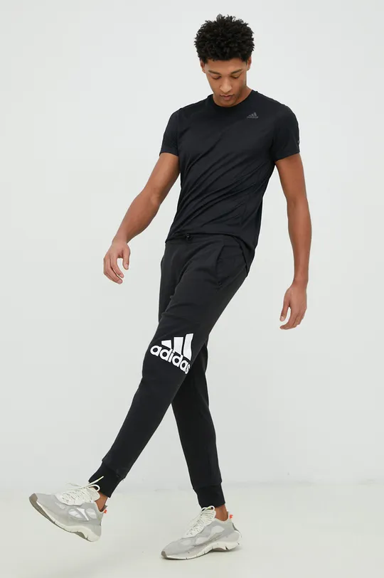 Βαμβακερό παντελόνι adidas 0 μαύρο