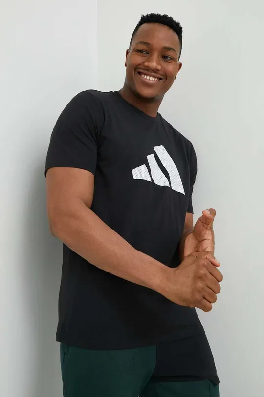 czarny adidas Performance t-shirt bawełniany Męski