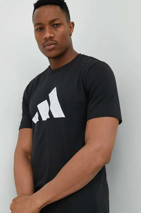 czarny adidas Performance t-shirt bawełniany