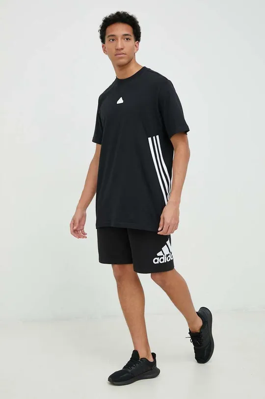 Βαμβακερό μπλουζάκι adidas μαύρο