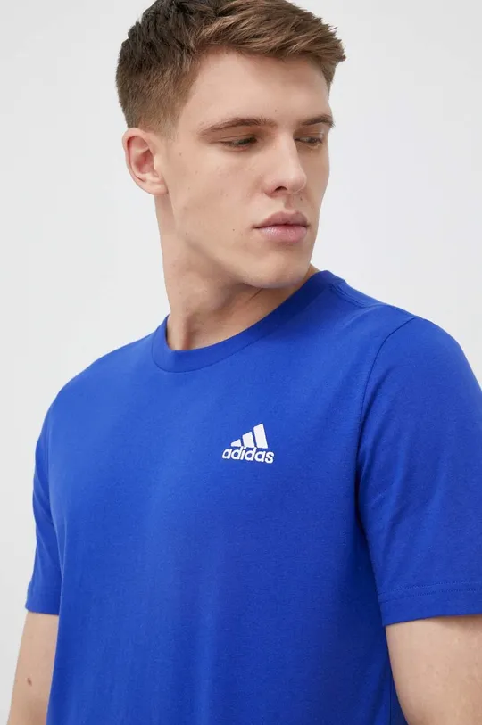 modrá Bavlnené tričko adidas