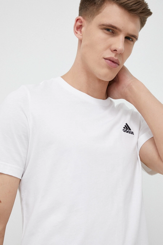 biały adidas t-shirt bawełniany Męski