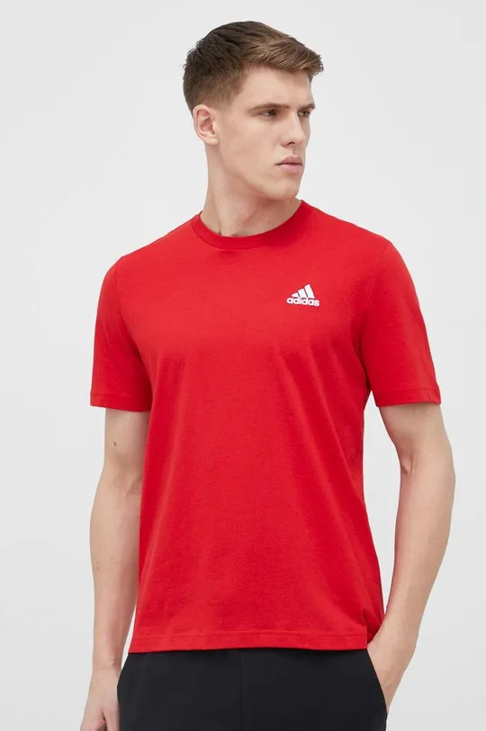 κόκκινο Βαμβακερό μπλουζάκι adidas Ανδρικά