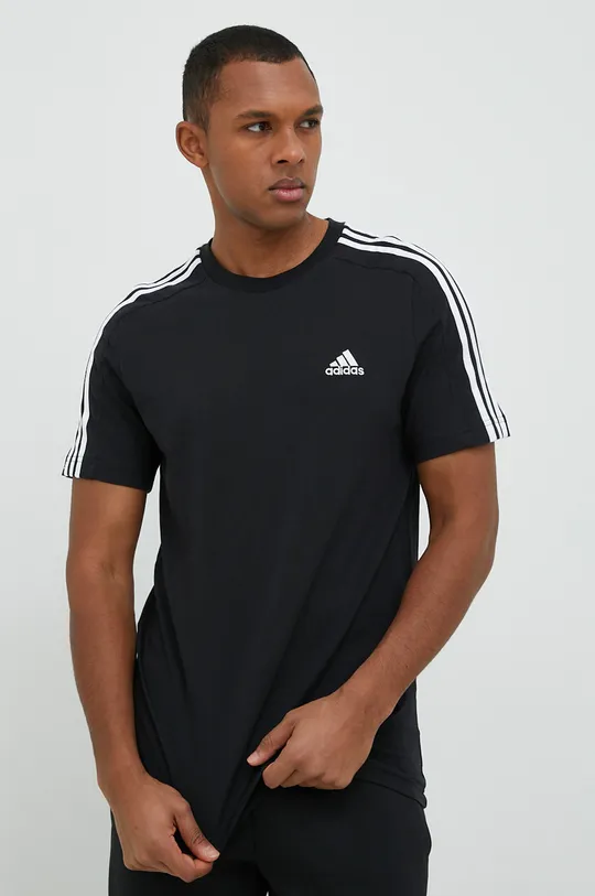 μαύρο Βαμβακερό μπλουζάκι adidas 0