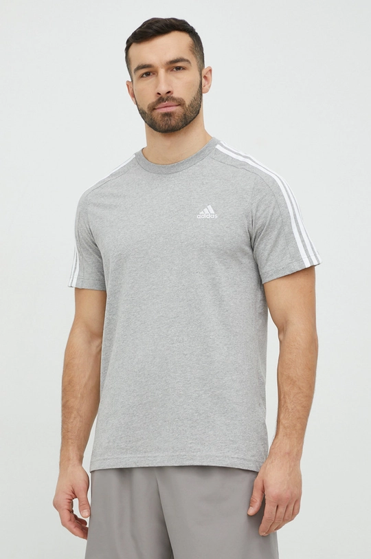 szary adidas t-shirt bawełniany Męski