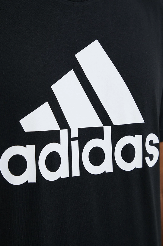 μαύρο Βαμβακερό μπλουζάκι adidas