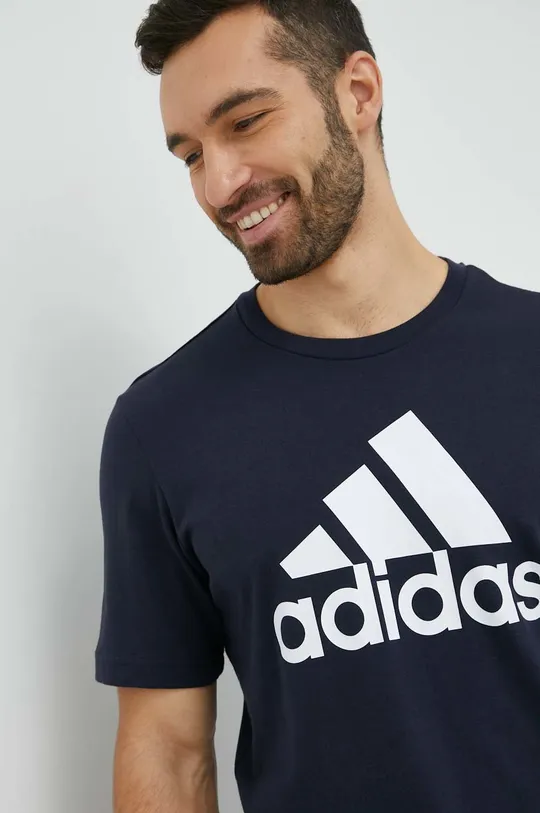 tmavomodrá Bavlnené tričko adidas