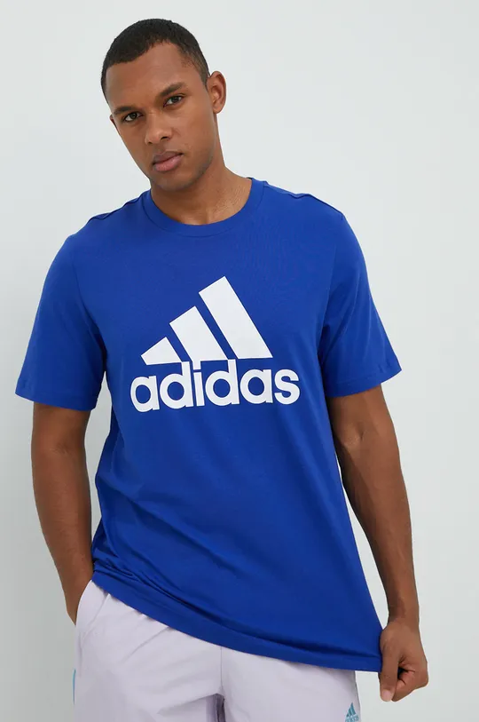 μπλε Βαμβακερό μπλουζάκι adidas 0 Ανδρικά