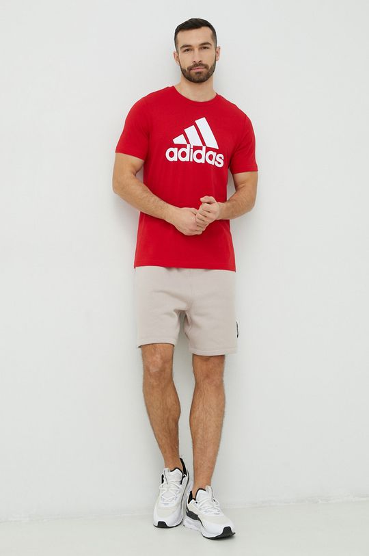 adidas t-shirt bawełniany czerwony