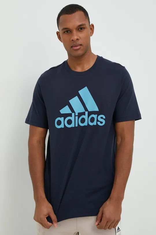 σκούρο μπλε Βαμβακερό μπλουζάκι adidas Ανδρικά